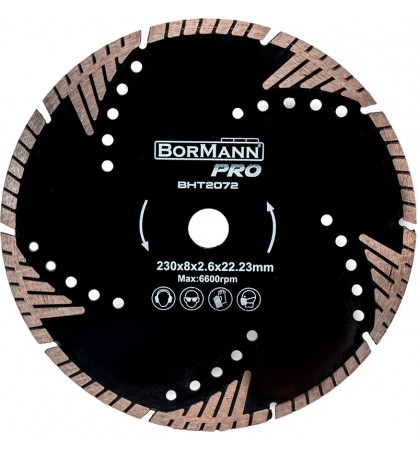 BORMANN PRO BHT2072 (043966) ΔΙΑΜΑΝΤΟΔΙΣΚΟΣ TRIANGLE TURBO Φ230x2.6x22.2mm 8mm